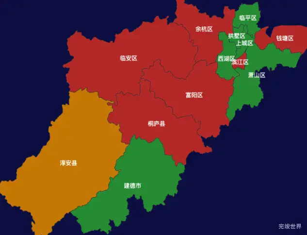 echarts杭州市地区地图geoJson数据